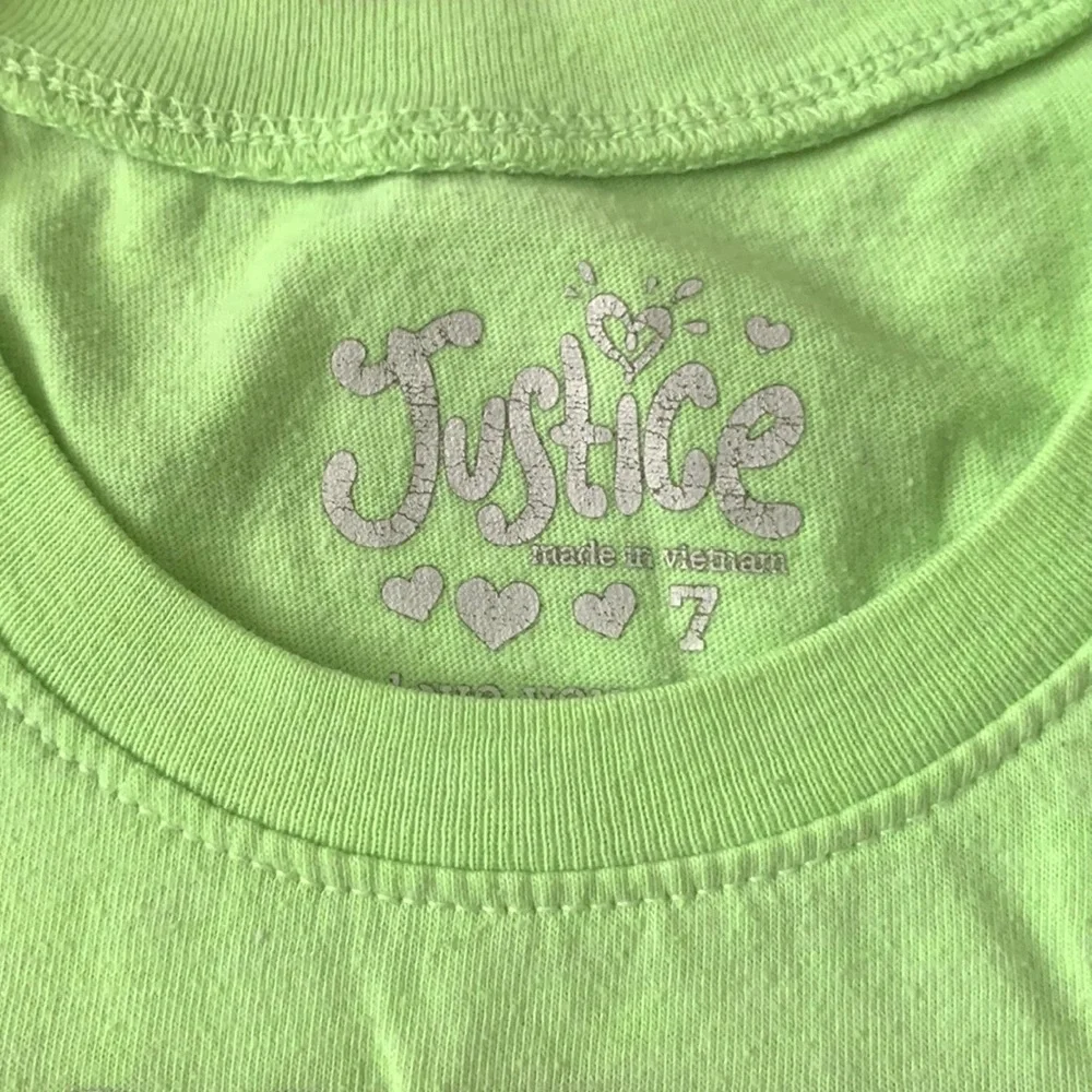 Justice Girls Size 7 Neon Green Shirt Short Sleeves Things That Are Awesome